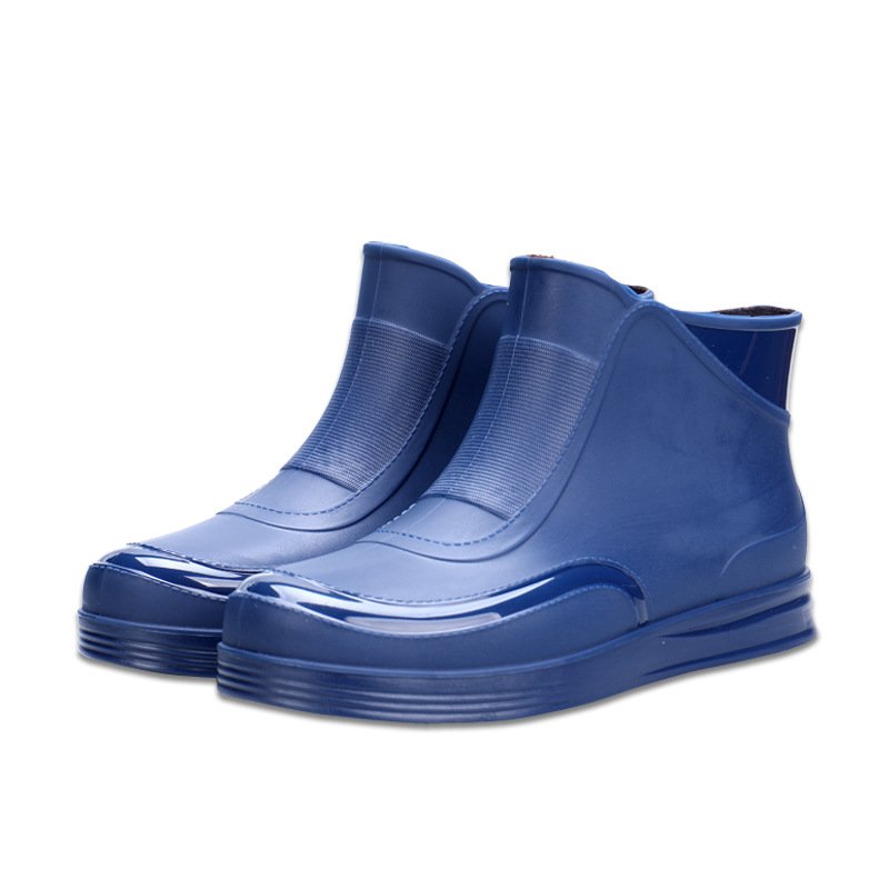New Men's Short Rain Boots Fashion Flat Rain Boots Waterproof Non Slip Kitchen Work Rubber Shoes