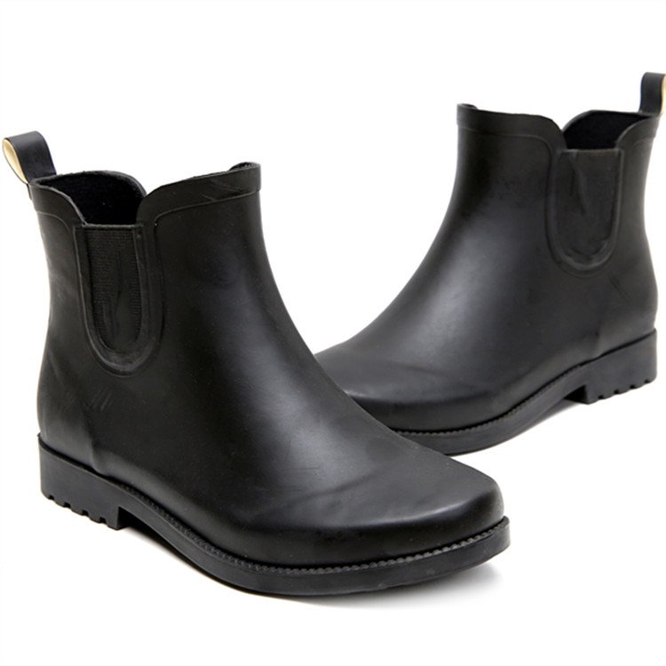 Rain Boots Gusset Boot Women Rubber Boots New Fashion Factory Ankle Custom Made Shoes Adult Cotton Fabric Natural Rubber YX-727A