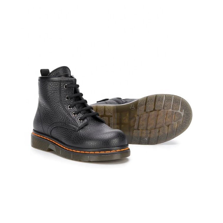 2020 Fashionable Quality Boys Winter Boots Black Texture Cow Leather Kids Lace-Up Ankle Boots