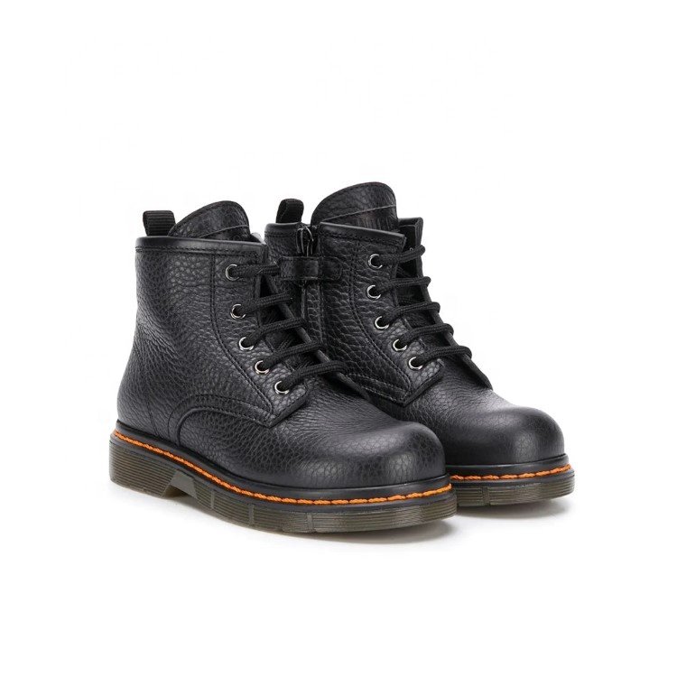 2020 Fashionable Quality Boys Winter Boots Black Texture Cow Leather Kids Lace-Up Ankle Boots