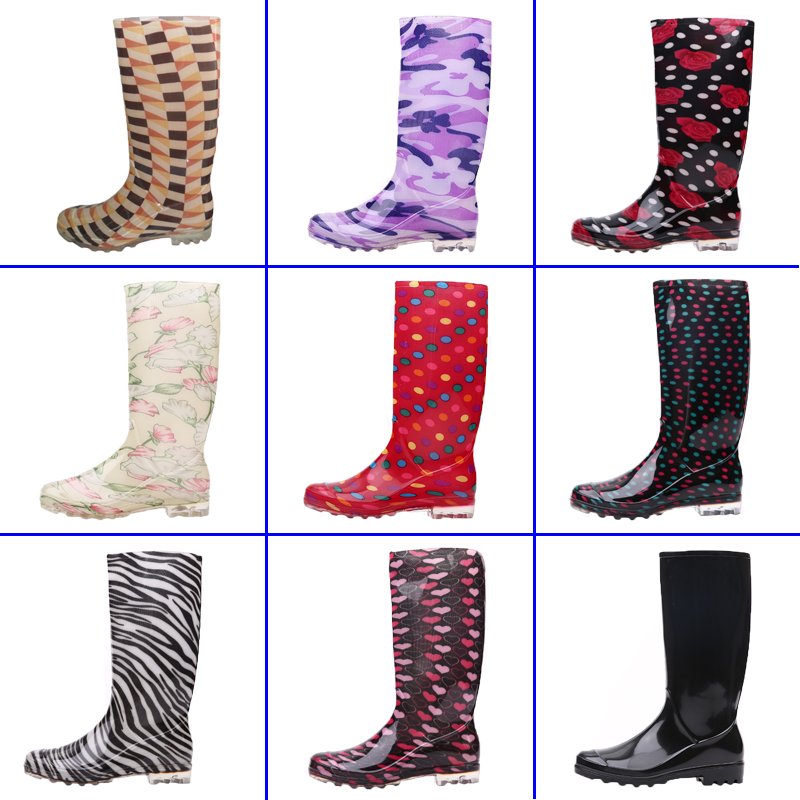Colorful Fashion Adult Waterproof Custom PVC fashionable Ladies Rain Boots pink rain boots for women
