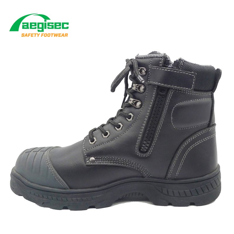AEGISEC steel toe shoes work boots foot protection cow leather oil slip resistant PU outsole botas de trabajo para hombre cat