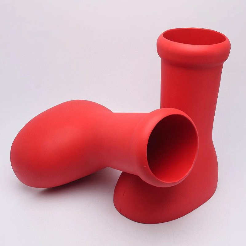 2023 New Designer Customize LOGO Thick soled rain boots Red High Boots for women Round Toe Slip-on Runway Party Shoes For Lady