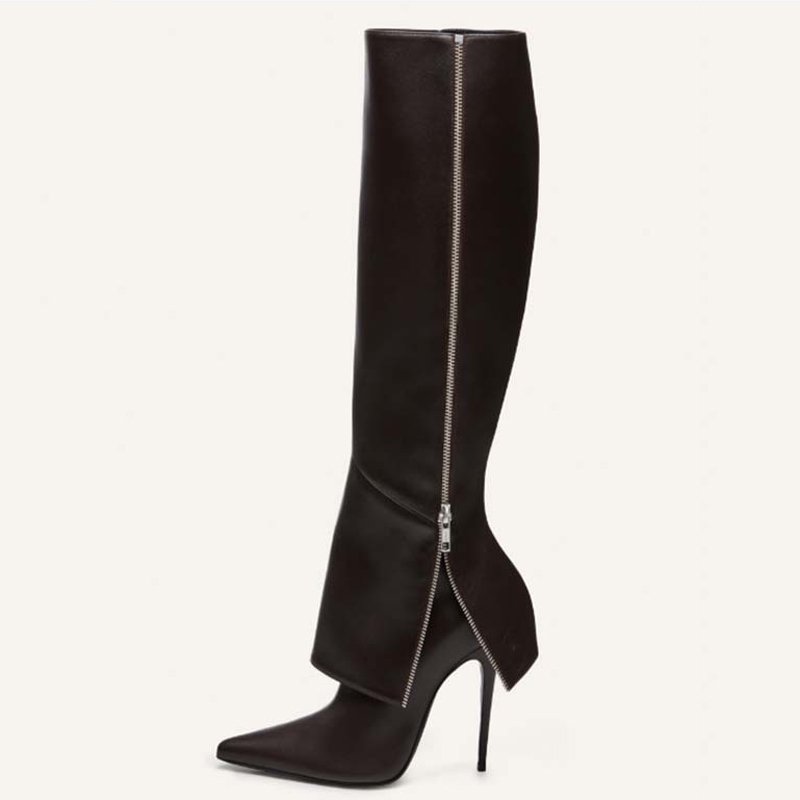 Custom Made Women Side Zipper Dress Stiletto Pants Shoes Designer Knee High Boots High Slim Heels Pointy Toe Long Booties