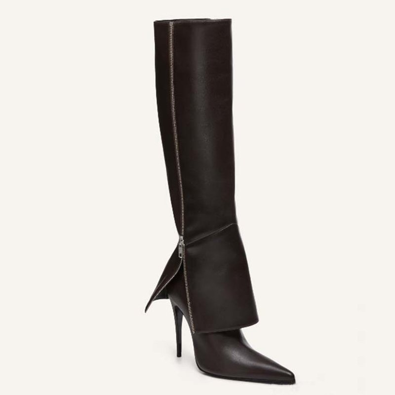 Custom Made Women Side Zipper Dress Stiletto Pants Shoes Designer Knee High Boots High Slim Heels Pointy Toe Long Booties