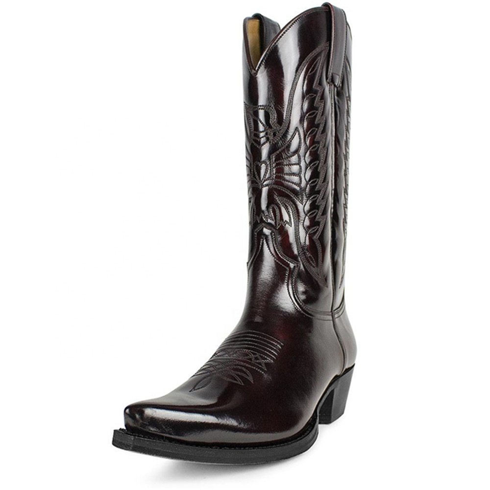 Retro Style Mid Calf Boots Large Size women and men Chunky Mid Heel Embroidered Boots Slip-on Custom Western Cowboy Boots