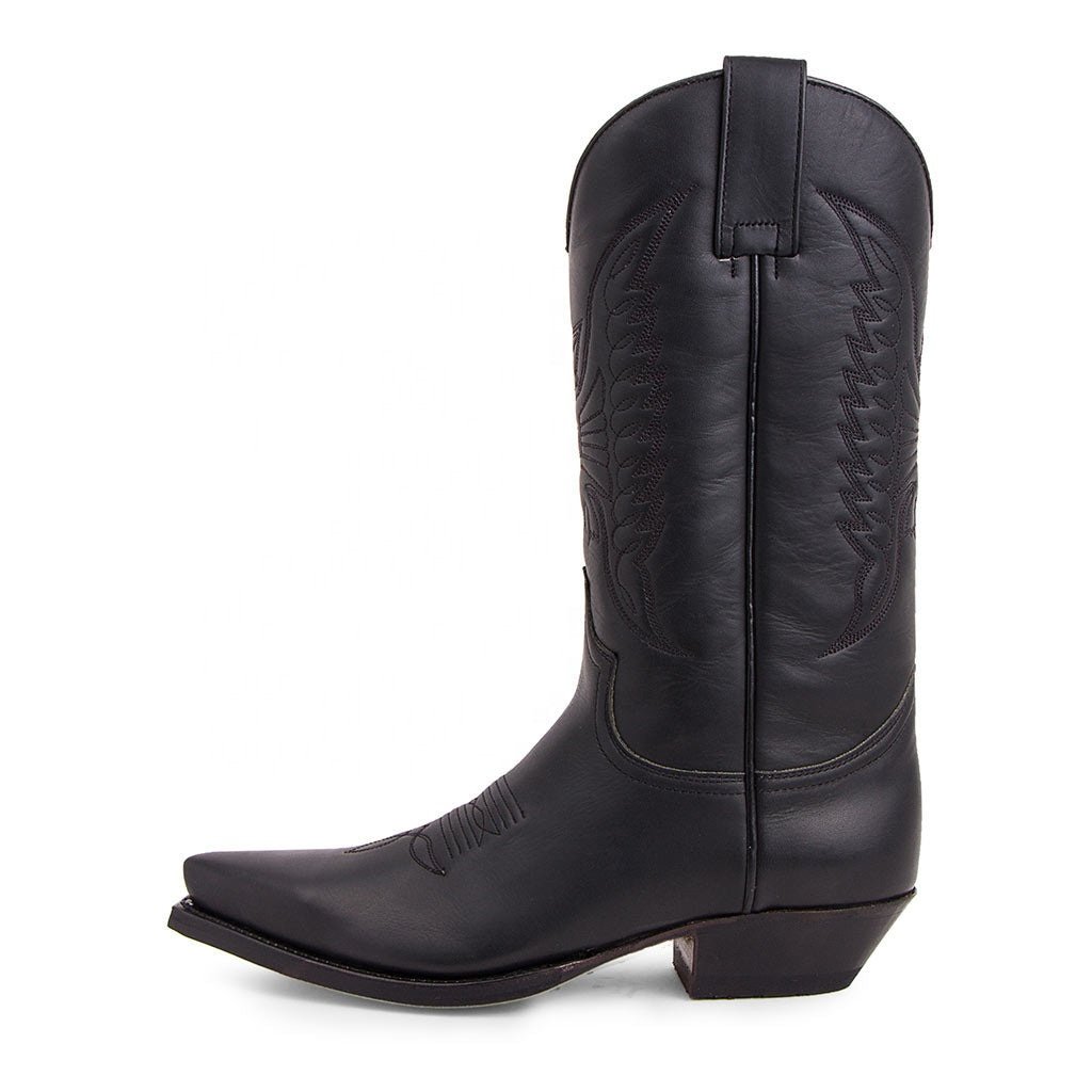 Retro Style Mid Calf Boots Large Size women and men Chunky Mid Heel Embroidered Boots Slip-on Custom Western Cowboy Boots