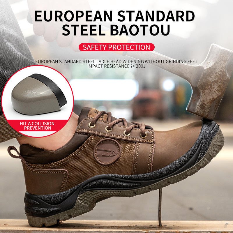 Factory Wholesale Genuine Leather Safety Shoes Steel Toe Work Boots Construction Men Industrial Shoes