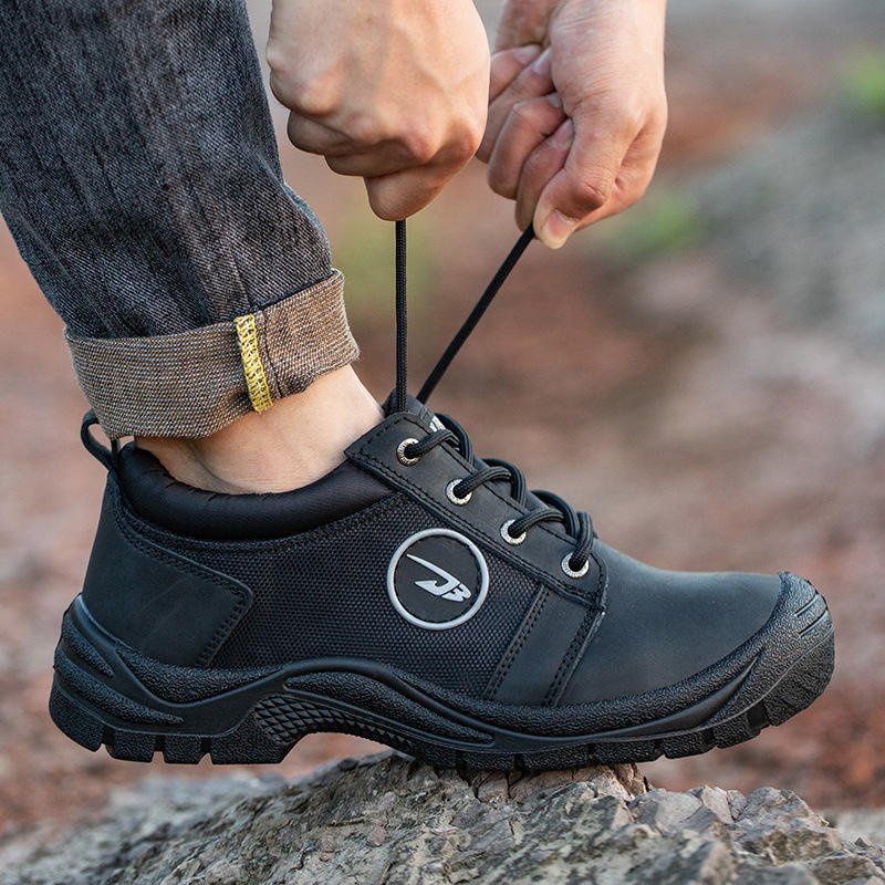 Factory Wholesale Genuine Leather Safety Shoes Steel Toe Work Boots Construction Men Industrial Shoes