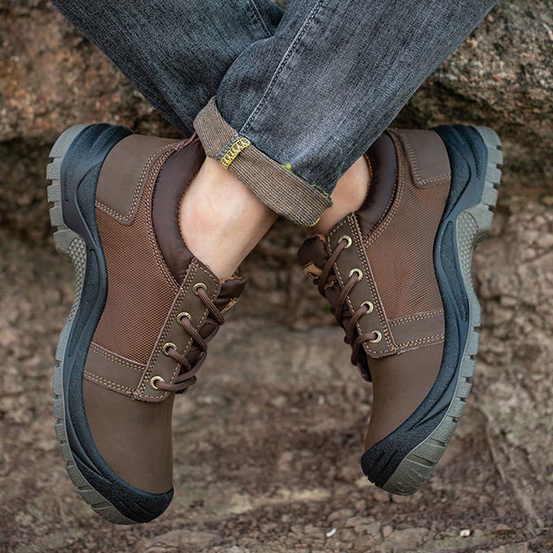 Factory Wholesale Genuine Leather Safety Shoes Steel Toe Work Boots Construction Men Industrial Shoes