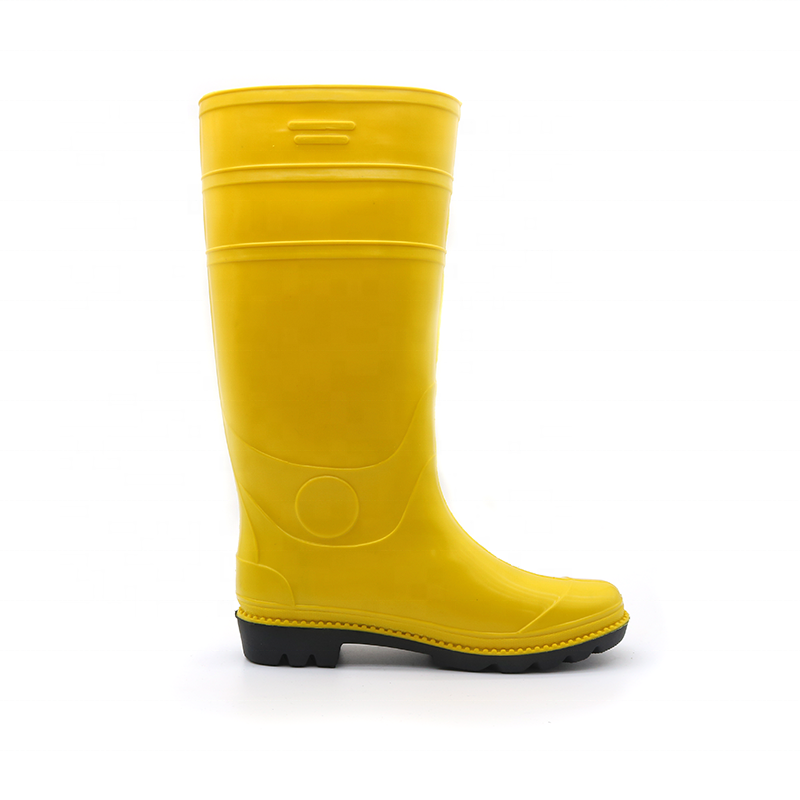 CE verified oil and slip resistant waterproof yellow glitter pvc rain boots non safety men wellington boots pvc