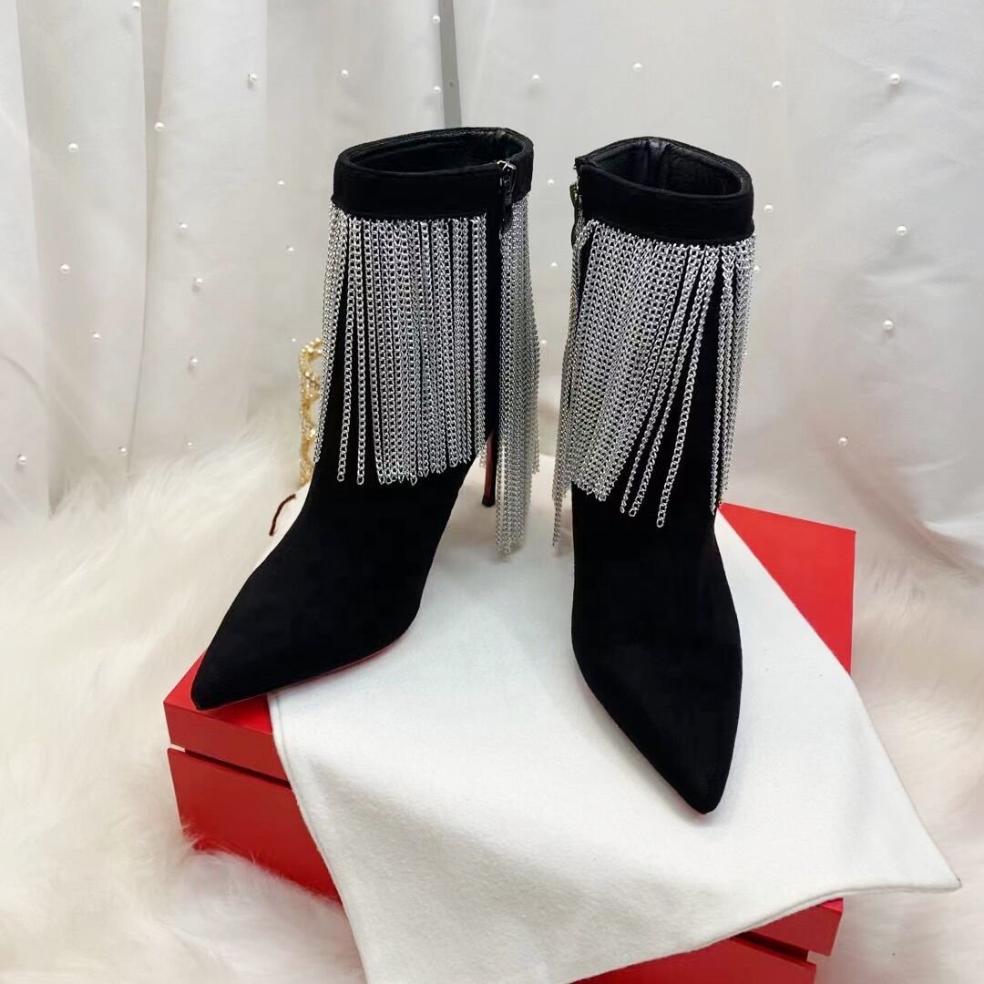 New Arrivals Fashion Sexy Designer Black Ankle Boots for Woman Luxury Designer High Heel Leather Womens Leather Boots