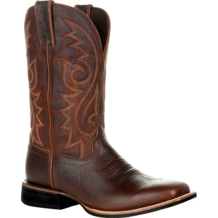 Custom Logo Embroidery Large size motorcycle boots for man Fashion retro design Black brown leather Western men denim boots