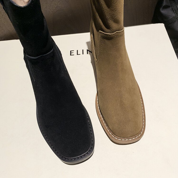 Cialisa High Quality Concise Suede Genuine Leather Ladies Heels Winter Designer Western Cowboy Boots 2022 Woman Shoes