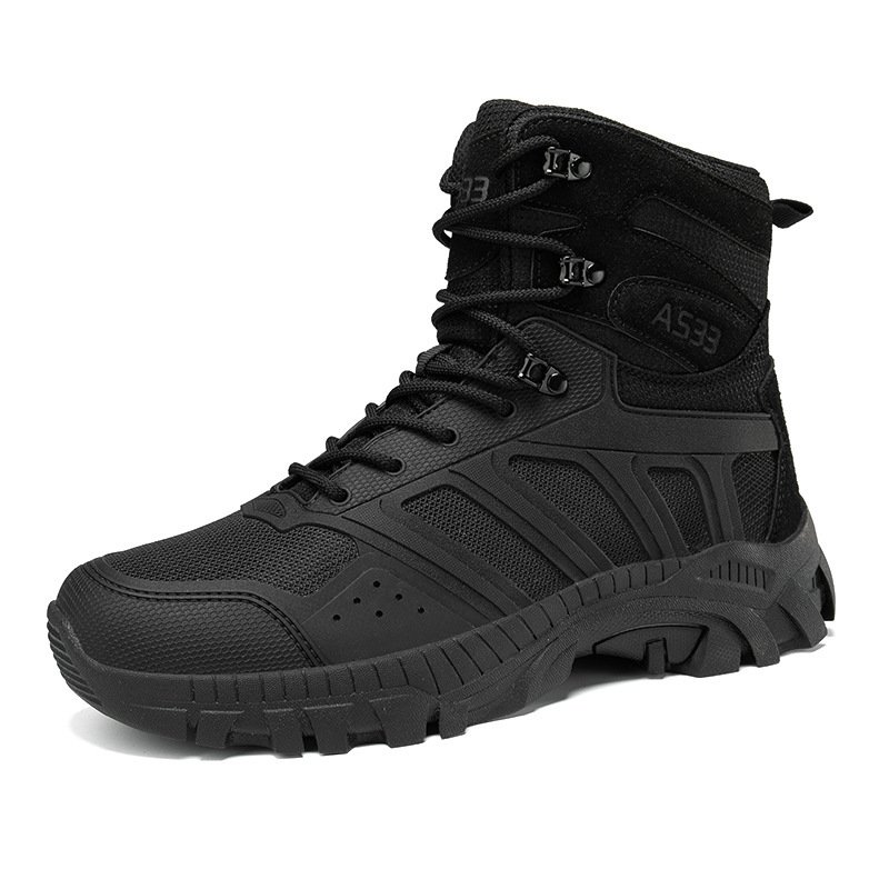 JinTeng New Design Camping Waterproof Rubber Tactical Leather Boots Tactical Men Desert Jungle Safety Shoes Sale