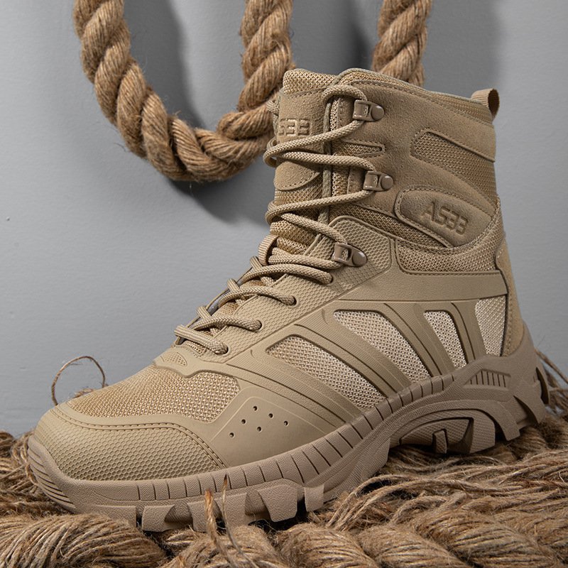 JinTeng New Design Camping Waterproof Rubber Tactical Leather Boots Tactical Men Desert Jungle Safety Shoes Sale