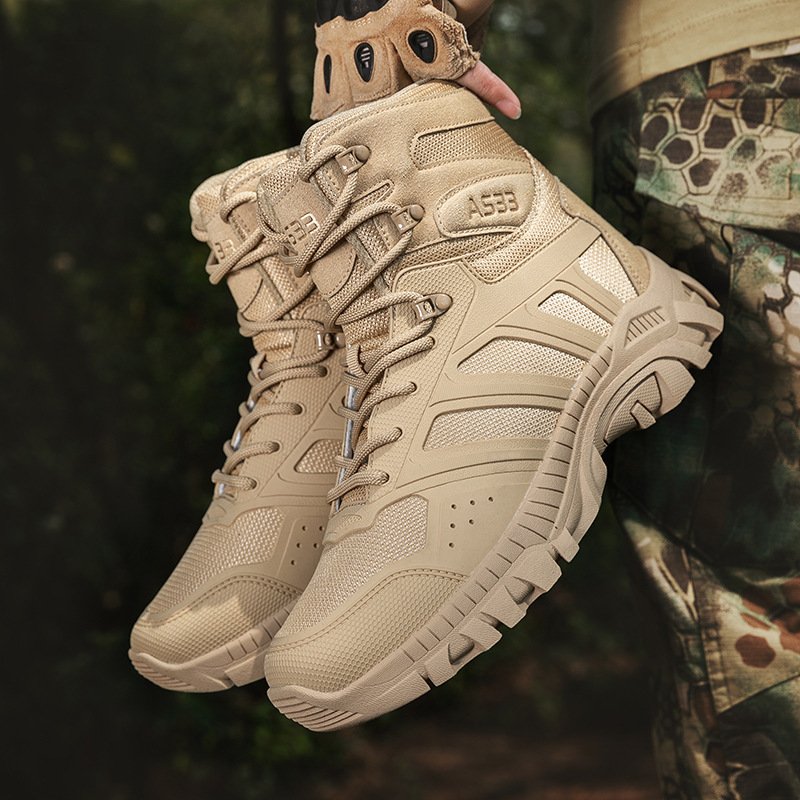 JinTeng New Design Camping Waterproof Rubber Tactical Leather Boots Tactical Men Desert Jungle Safety Shoes Sale
