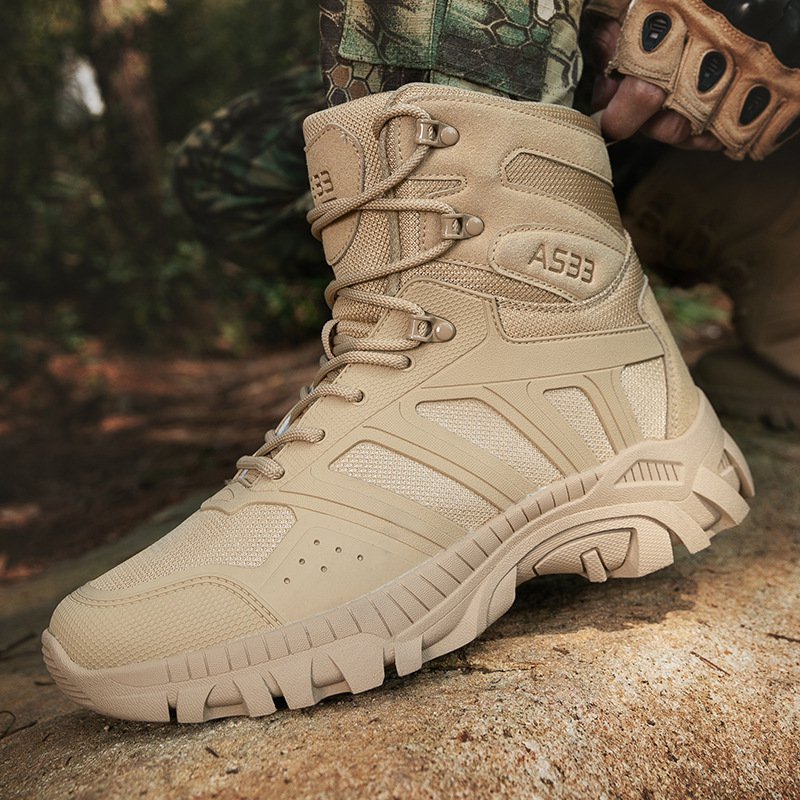 JinTeng New Design Camping Waterproof Rubber Tactical Leather Boots Tactical Men Desert Jungle Safety Shoes Sale