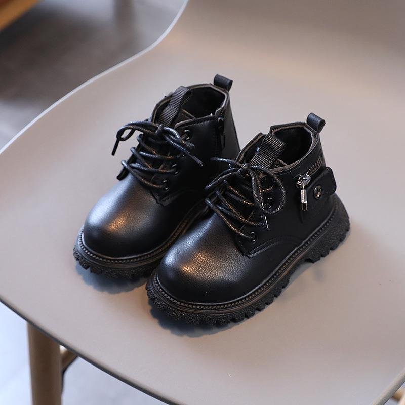 2024 Fashion Kids Fall Boots Wholesale British Toddler Girl Winter Boots Zipper Rubber Sole Leather Boots for Kids Children