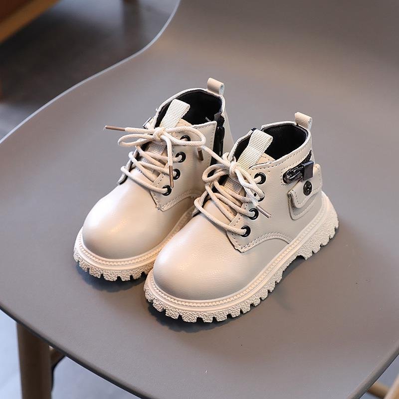 2024 Fashion Kids Fall Boots Wholesale British Toddler Girl Winter Boots Zipper Rubber Sole Leather Boots for Kids Children