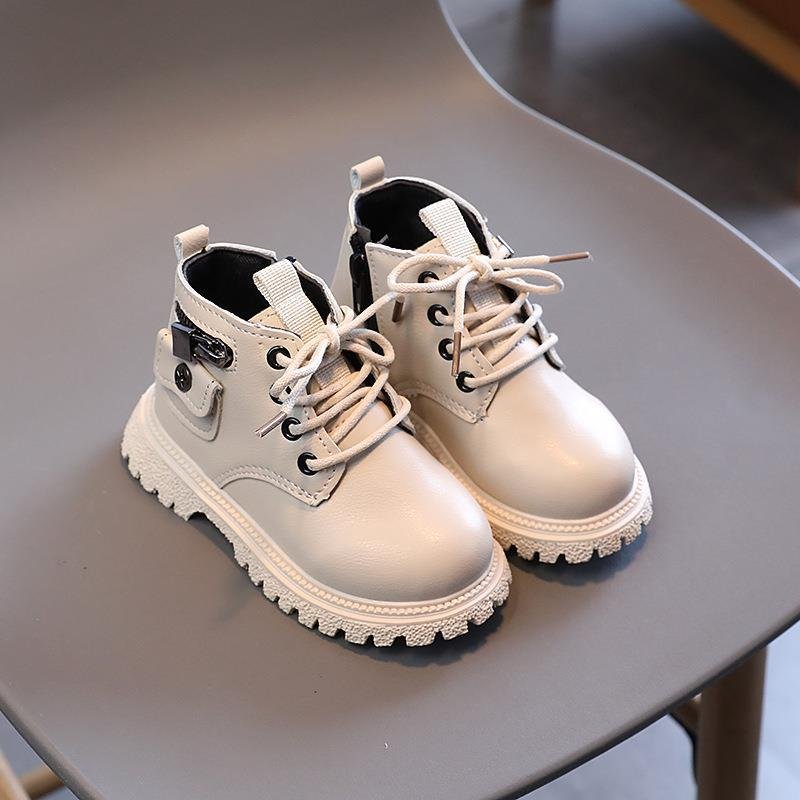 2024 Fashion Kids Fall Boots Wholesale British Toddler Girl Winter Boots Zipper Rubber Sole Leather Boots for Kids Children