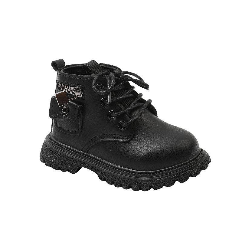 2024 Fashion Kids Fall Boots Wholesale British Toddler Girl Winter Boots Zipper Rubber Sole Leather Boots for Kids Children