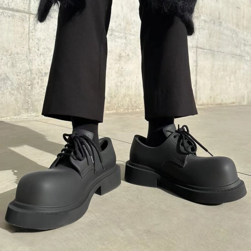 Black big head EVA Steroid Derby Lace-up Shoes boots