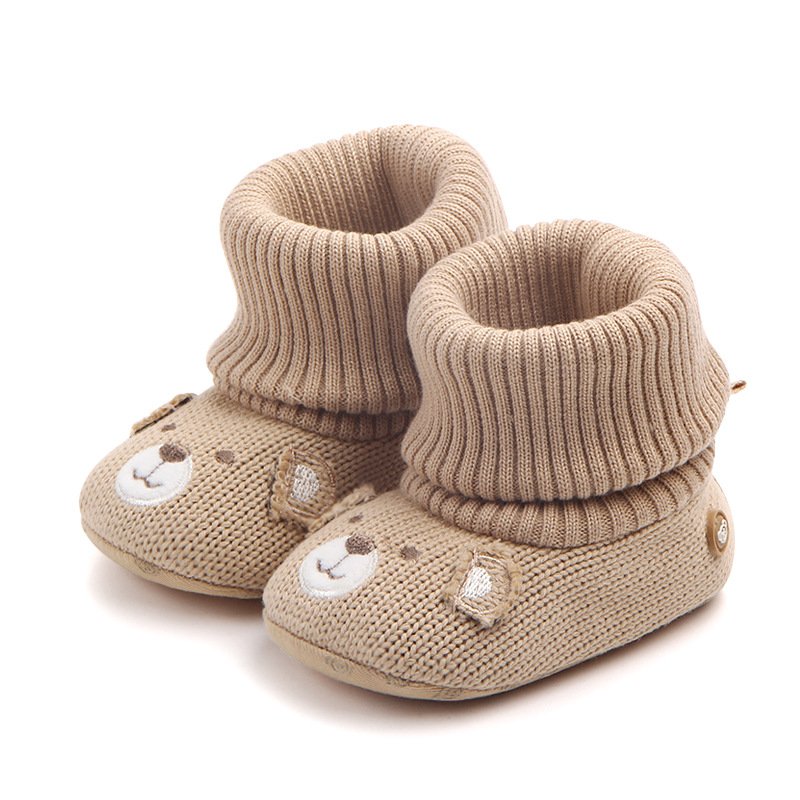 Wholesale wool new baby soft sole anti-skid newborn infant boots sock booties autumn winter baby shoes