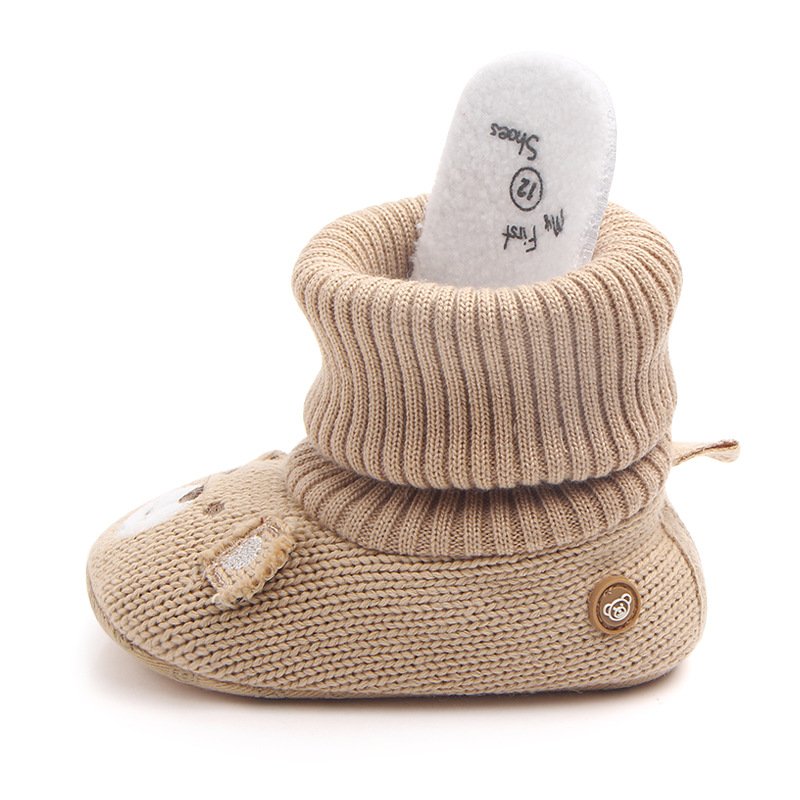 Wholesale wool new baby soft sole anti-skid newborn infant boots sock booties autumn winter baby shoes