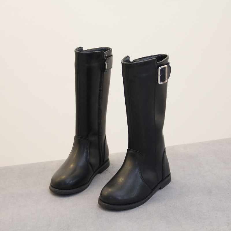 2023Autumn and Winter new Korean style girls' fleece-lined children's boots little girl knee high boots warm leather boots