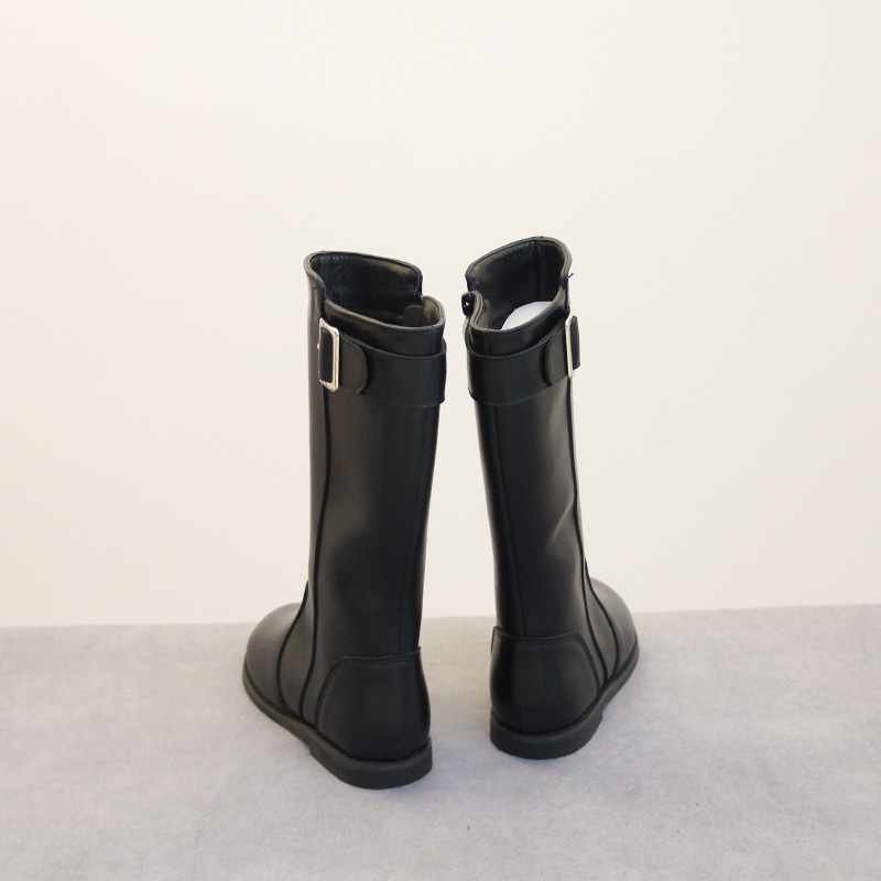 2023Autumn and Winter new Korean style girls' fleece-lined children's boots little girl knee high boots warm leather boots