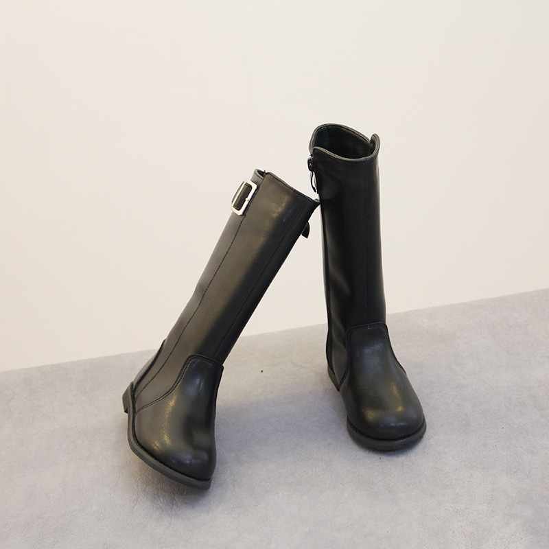2023Autumn and Winter new Korean style girls' fleece-lined children's boots little girl knee high boots warm leather boots