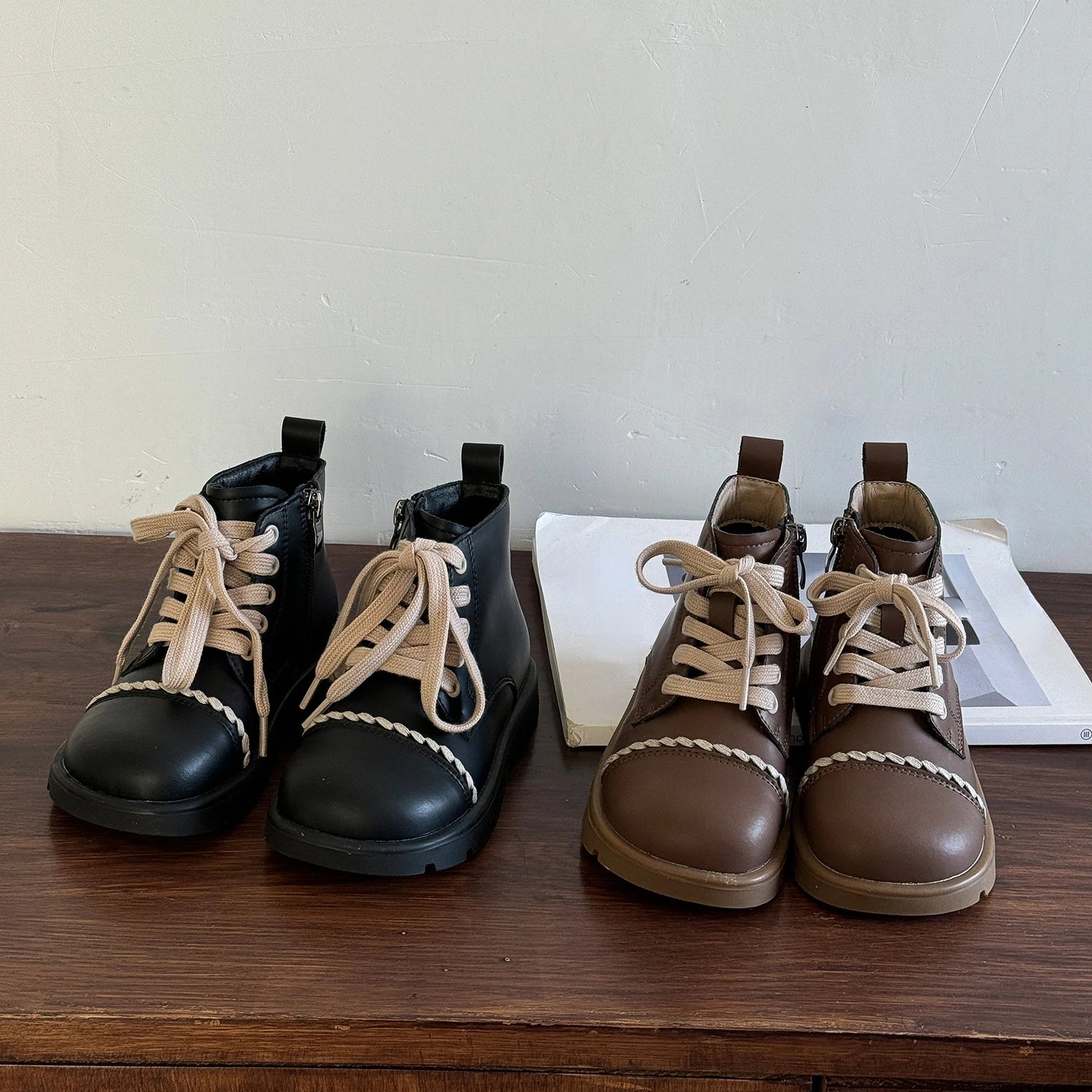 Autumn Winter New Children's Boys Girls Short Boots Kids Toddler Fashion England Style Soft Bottom Leather Boots
