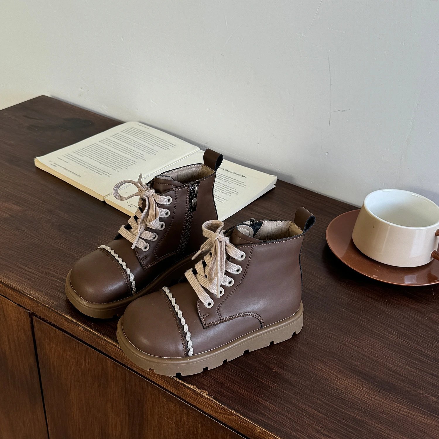 Autumn Winter New Children's Boys Girls Short Boots Kids Toddler Fashion England Style Soft Bottom Leather Boots