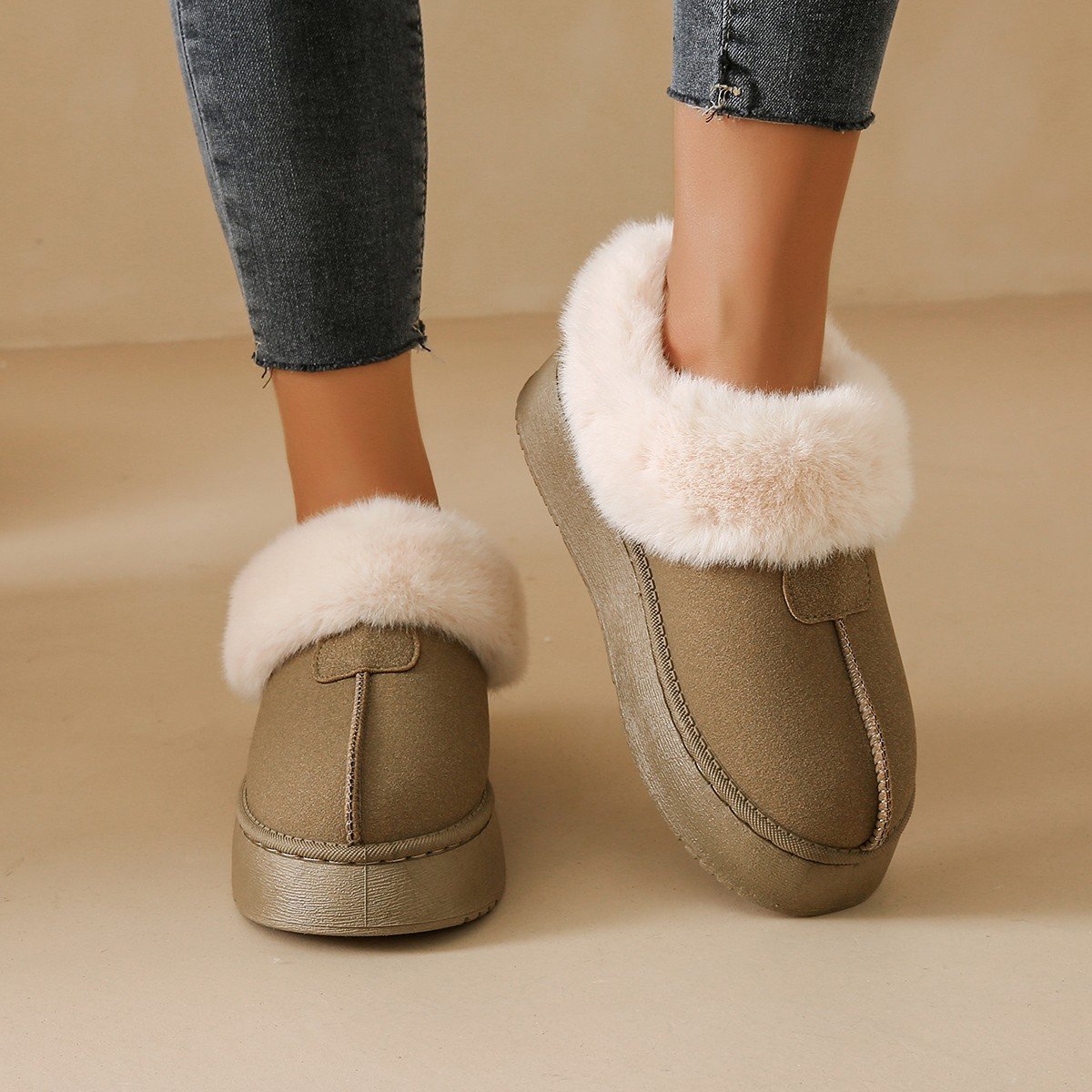 Fashion New Short-Barreled Thick-Soled Solid Color Plush Warm Womens Winter Snow Boots