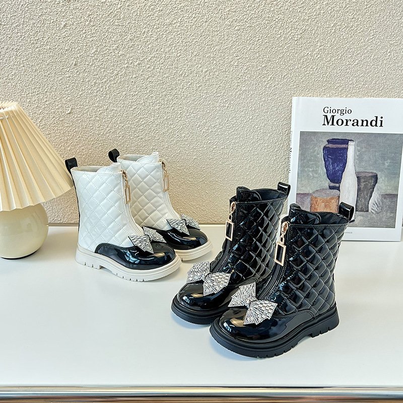Girls Boots New Autumn Mid Sleeve Children's Leather Boots High Sleeve Boots Spring and Autumn Single