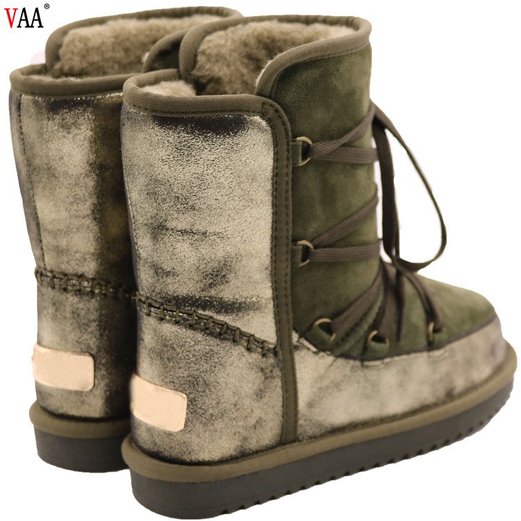 CF-240 Free Samples Unisex Lace Up Genuine Leather Winter Warm Waterproof Cute Winter Snow Boots For Women