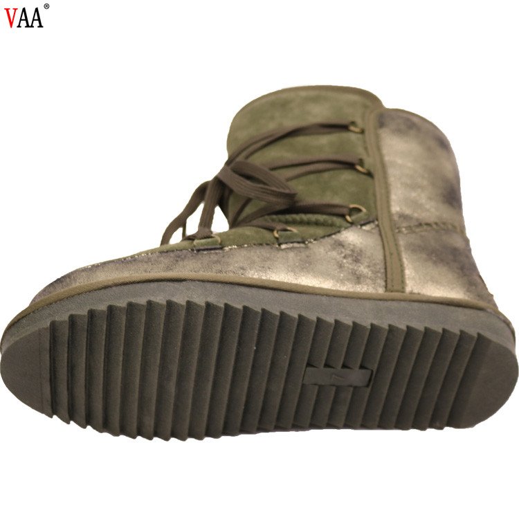 CF-240 Free Samples Unisex Lace Up Genuine Leather Winter Warm Waterproof Cute Winter Snow Boots For Women