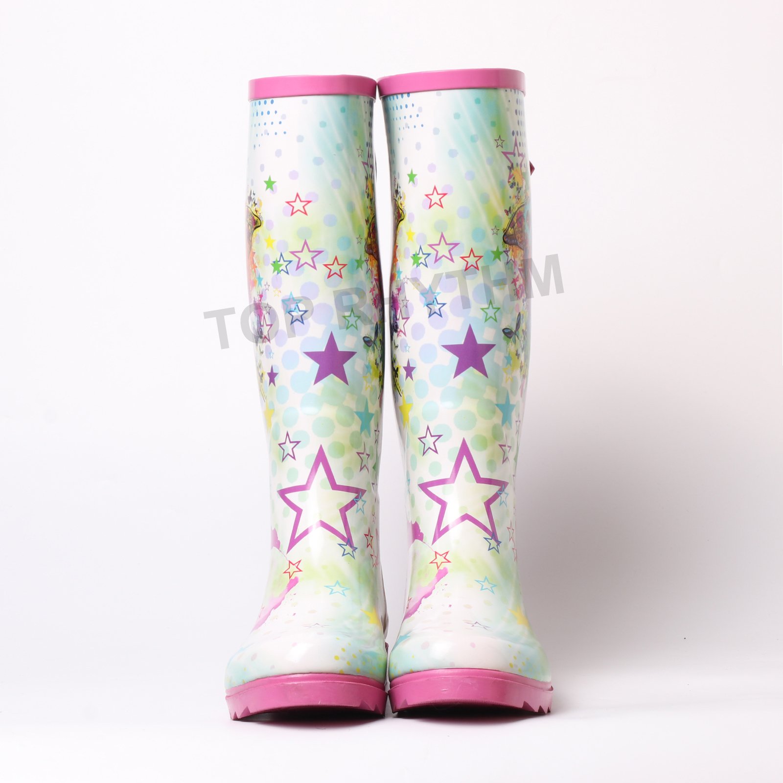 fashion farm wellington boots stylish dog pattern barn boots pink eva garden shoes for woman