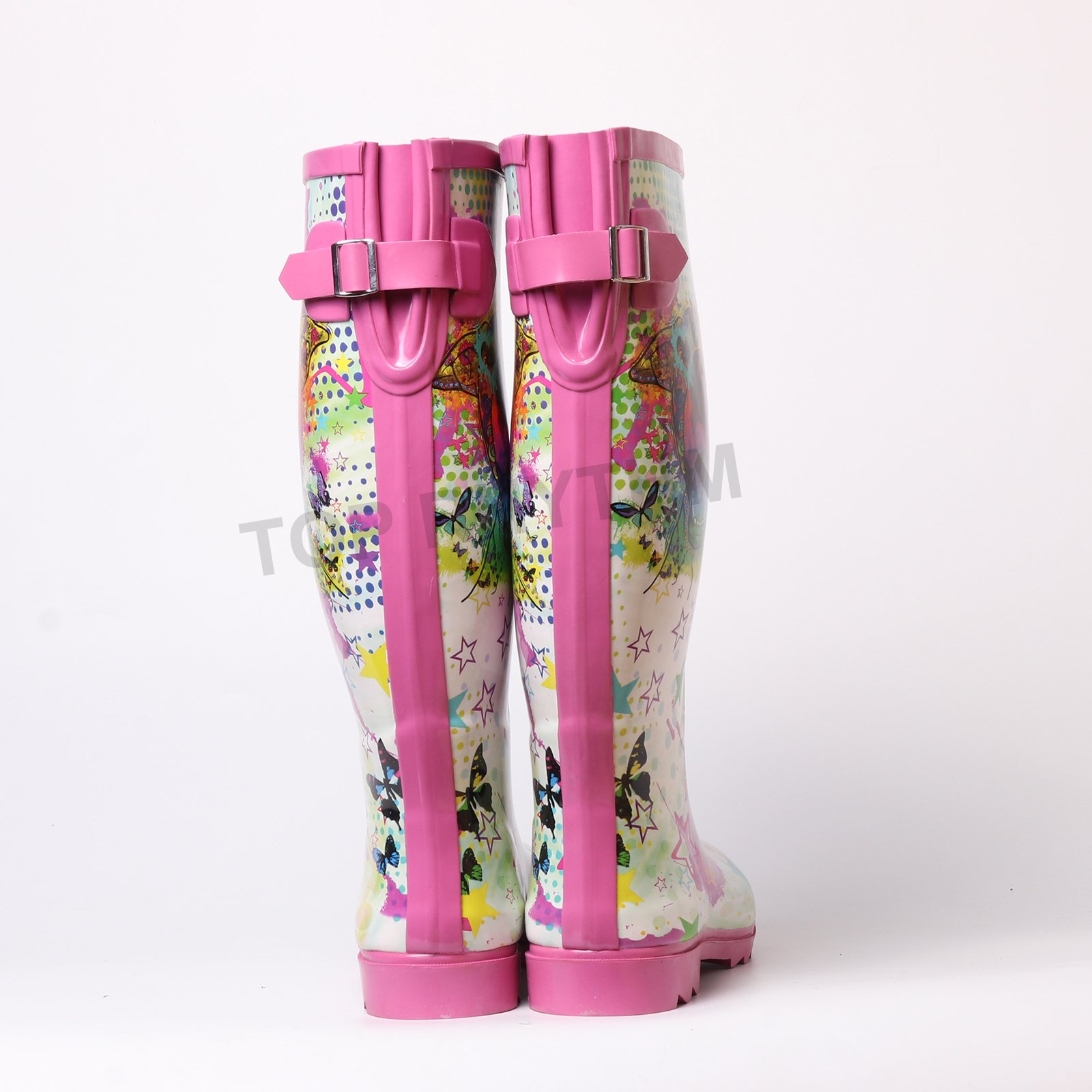 fashion farm wellington boots stylish dog pattern barn boots pink eva garden shoes for woman