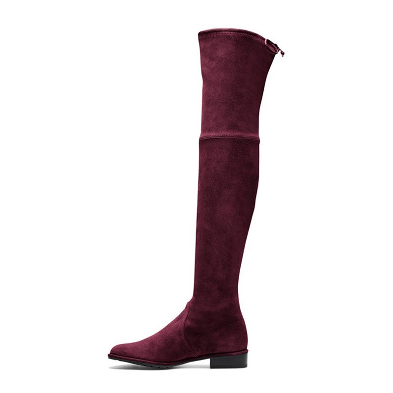 Suede Leather Low heel Sexy Thigh high boots for women shoes boots 2017