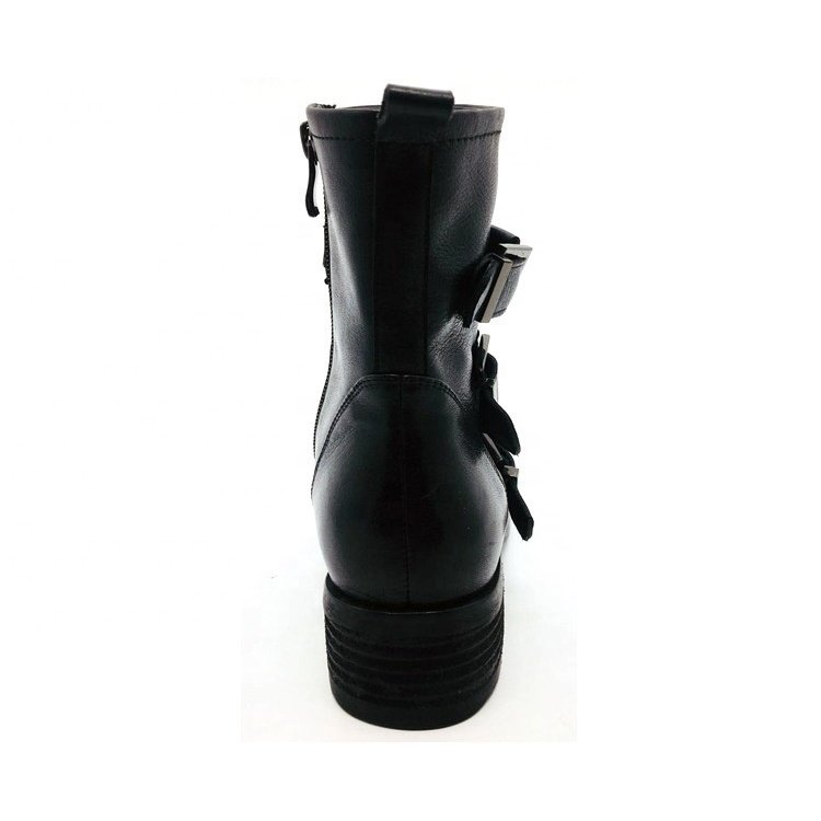 women soft black leather flat ankle cool boots