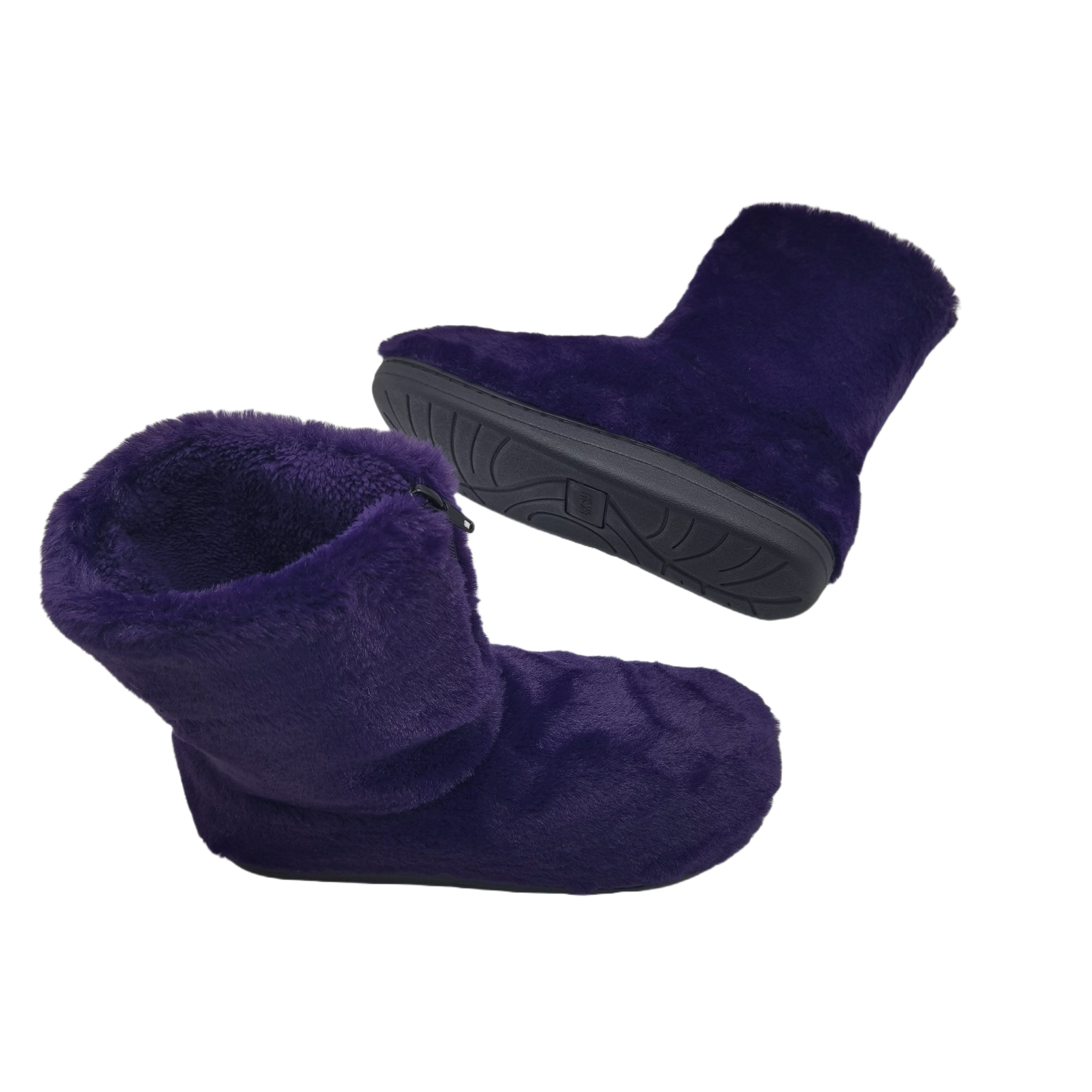 OEM customized indoor plush boots design winter warm boots slippers shoes for women ankle zipper faux fur house boots