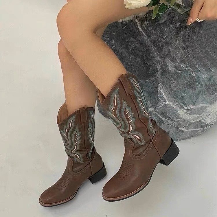 Cowgirl Boots Womens, Women's Knee-High Western Boots Ladies Tall Country Boots with Side