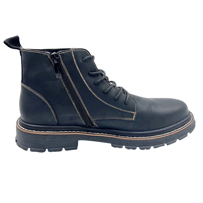 Wholesale Men's Fashionable Work Boots Outdoor Protective Martin Boots Lace Up Plush Casual Shoes