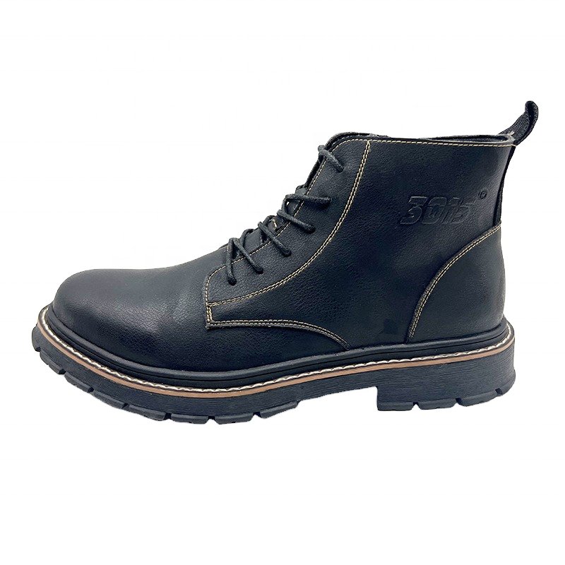 Wholesale Men's Fashionable Work Boots Outdoor Protective Martin Boots Lace Up Plush Casual Shoes