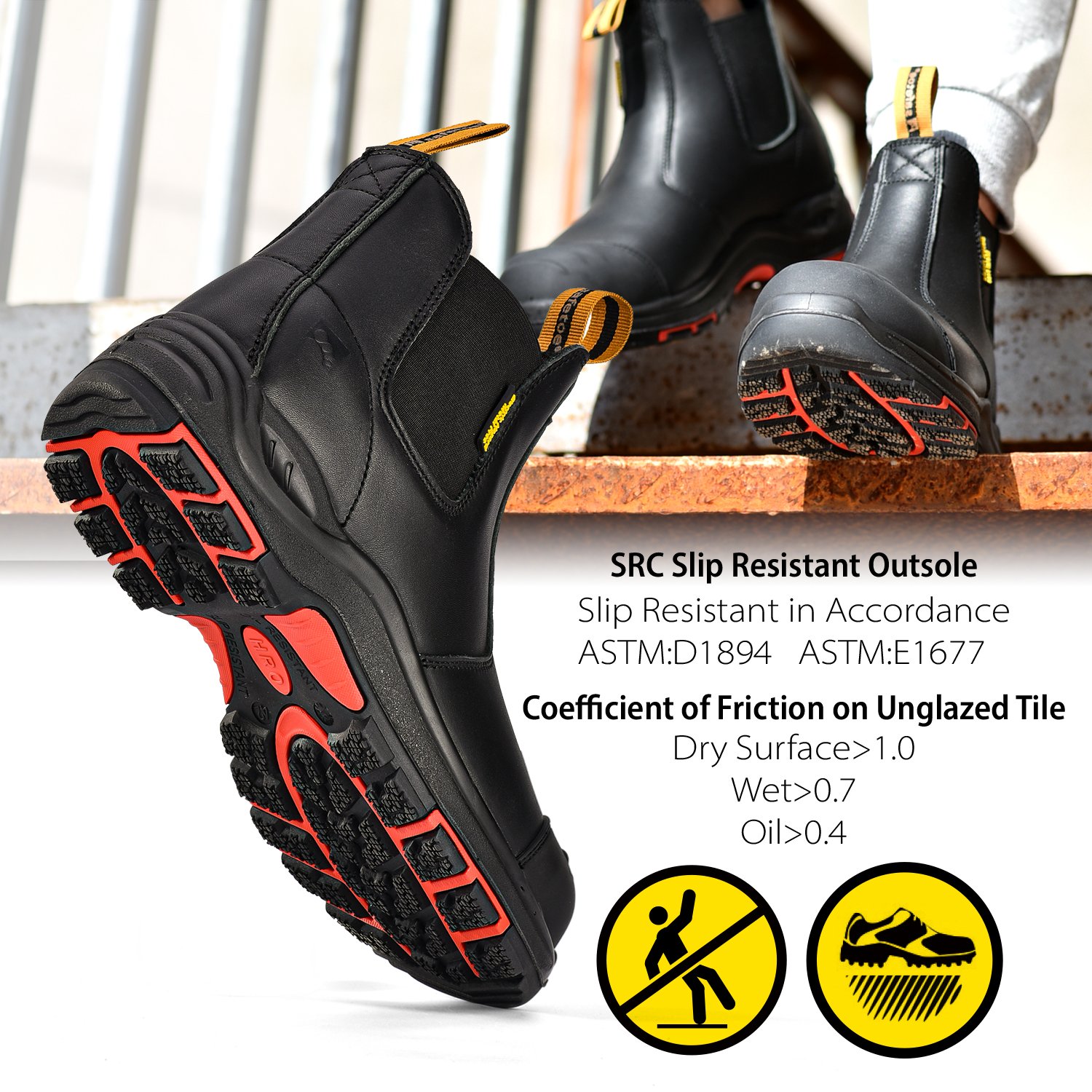 Heavy Duty Full Grain Cow Leather SBP Metal Free Safety Work Boots M-8025NBK