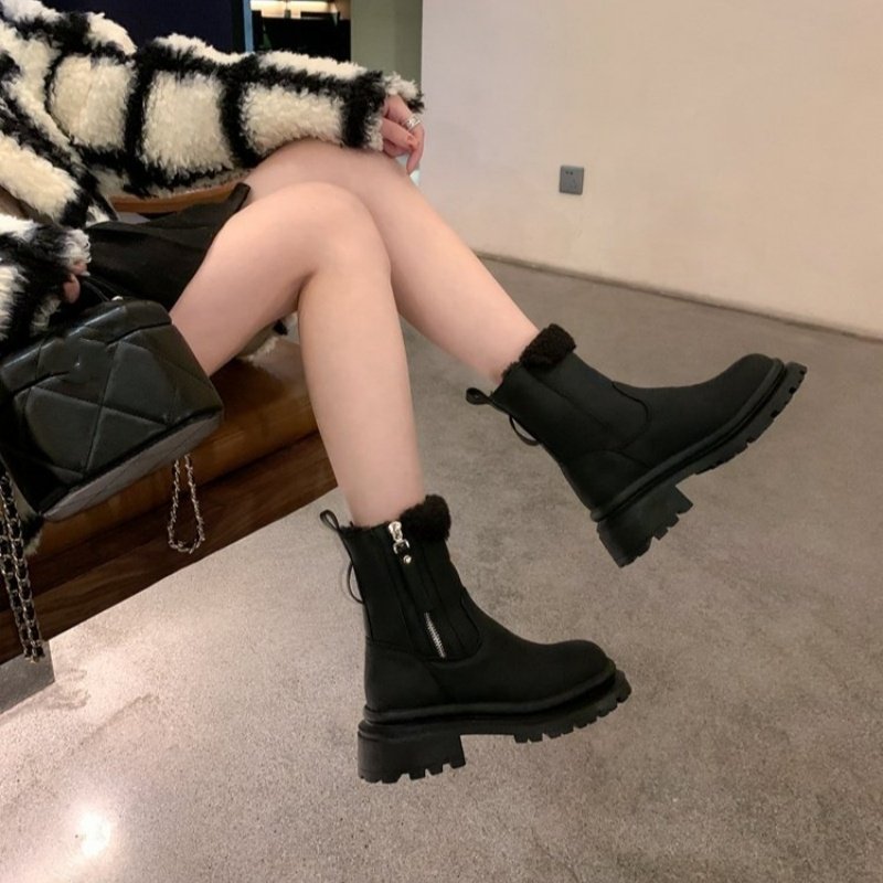 Dropshipping Custom Logo 2024 Chunky Platform Snow Boots Women Shoes Fur Lining Comfortable Waterproof Winter Boots
