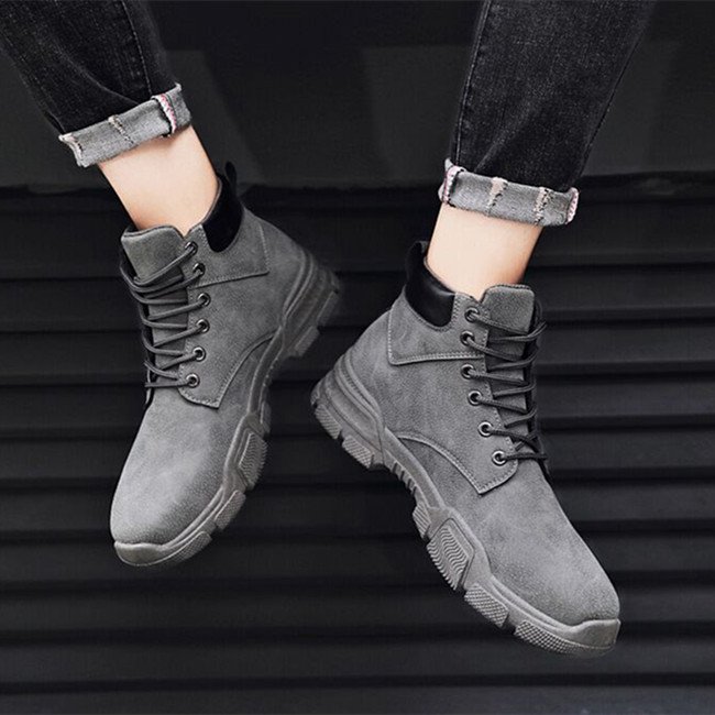 Leisure outdoor men's ankle boots big size lace-up casual hiking boots comfortable walking style boots for men