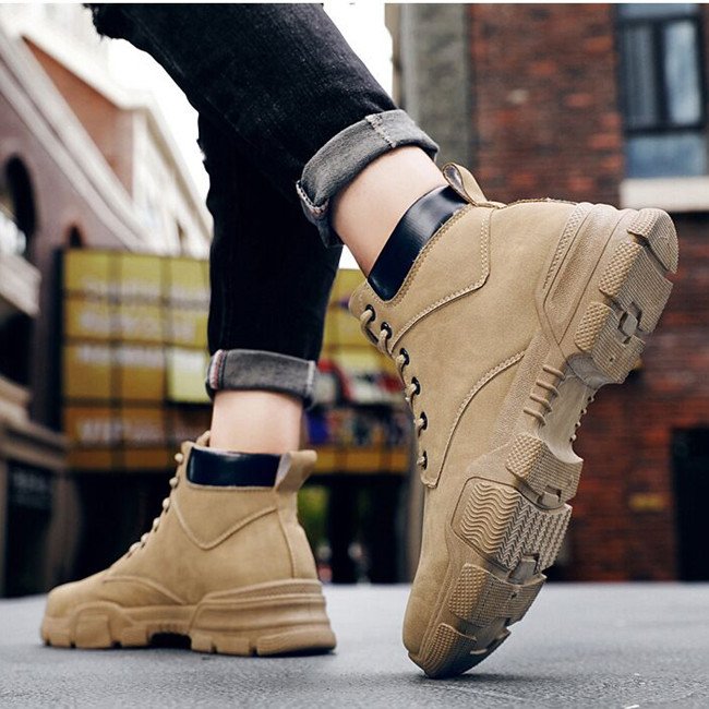 Leisure outdoor men's ankle boots big size lace-up casual hiking boots comfortable walking style boots for men